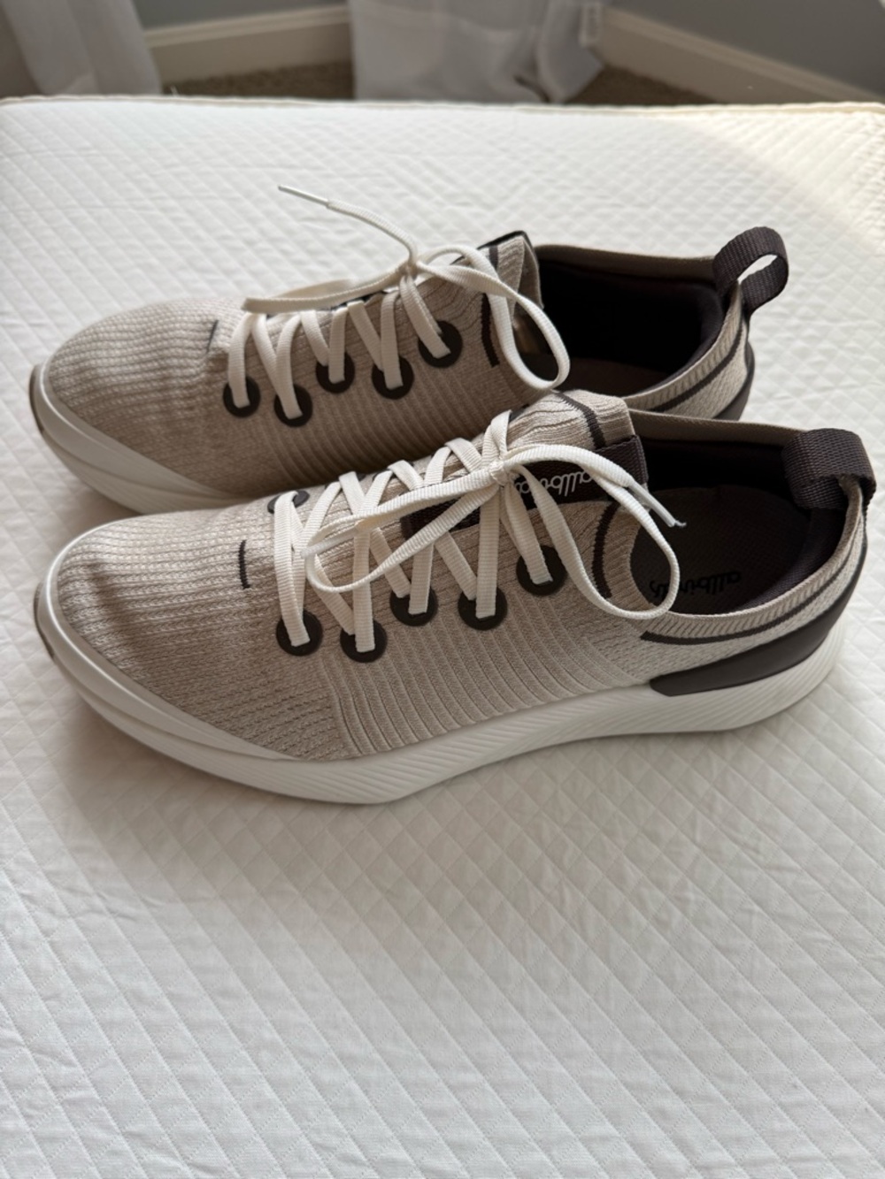 allbirds Men's Beige and Dark Brown Tree Runner Sneaker. Excellent Condition. - Picture 3 of 5